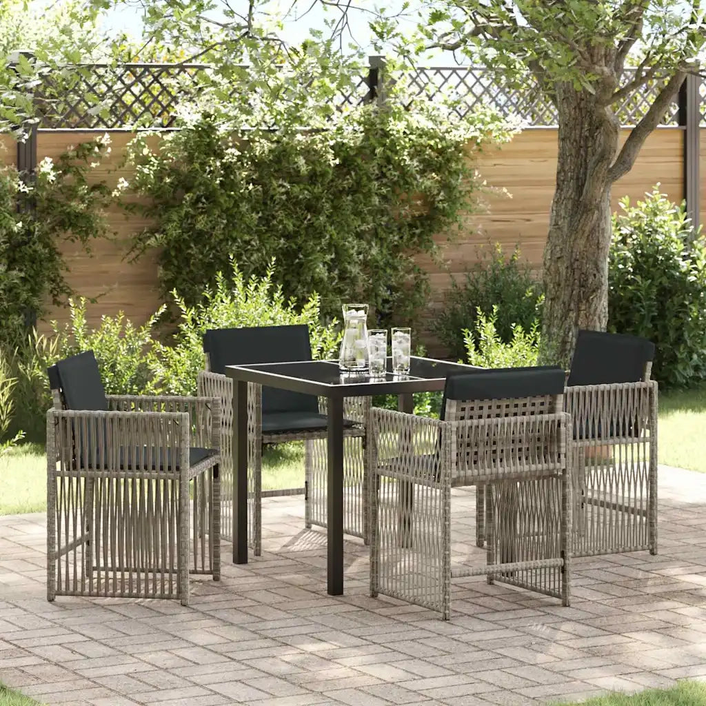 Set da Pranzo per Giardino 5 pcs Grigio chiaro polyrattan