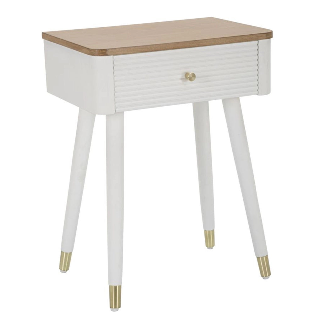 Comodino VKH11, Bianco, Legno, 45x32x62 cm