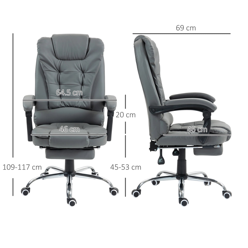 Sedia da ufficio ergonomica reclinabile con poggiapiedi ¨C Xylo ¨C Finta pelle grigio