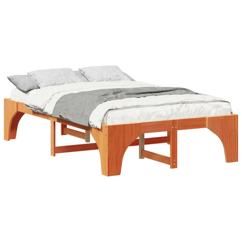 Letto matrimoniale | Letto per adulti | Struttura del letto Marrone 135 x 190 cm Pino massello