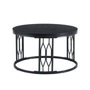 TAVOLINO rotondo 70 cm in MDF e metallo nero