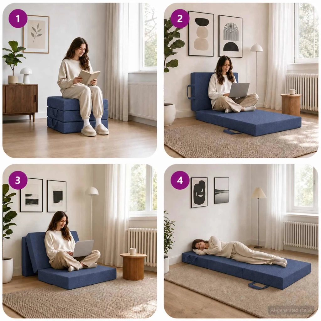 Divano Letto Pieghevole 90 x 63 x 45 cm Blu 900153
