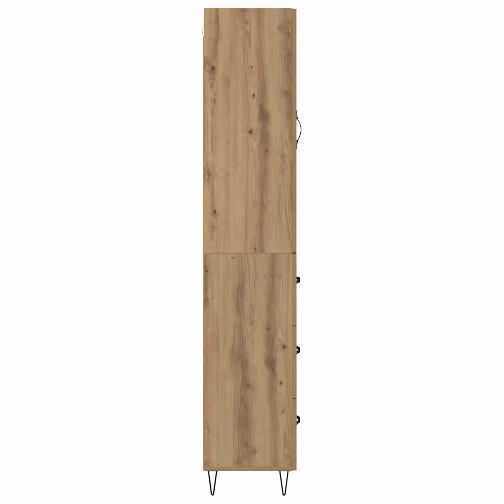Credenza con Cassetto-Buffet-Armadio da cucina Rovere artigianale 69,5 x 34 x 180 cm 814507