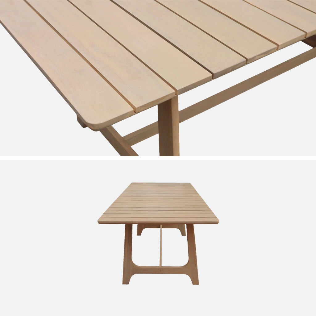 Set tavolo da giardino in legno di acacia con 6 sedie, marrone