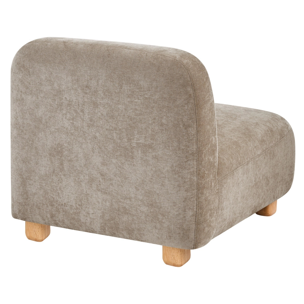 Modulo divano monoposto in tessuto beige gambe in legno stile moderno