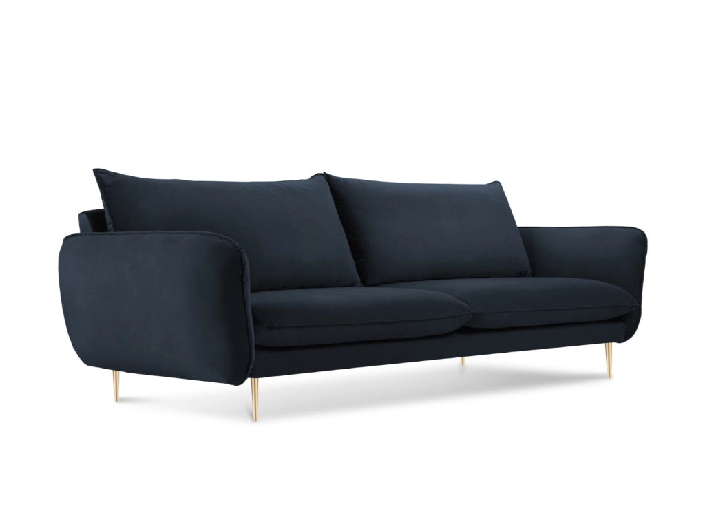 Cosmopolitan Design - Divano "Vienna" 4 posti in velluto blu scuro 