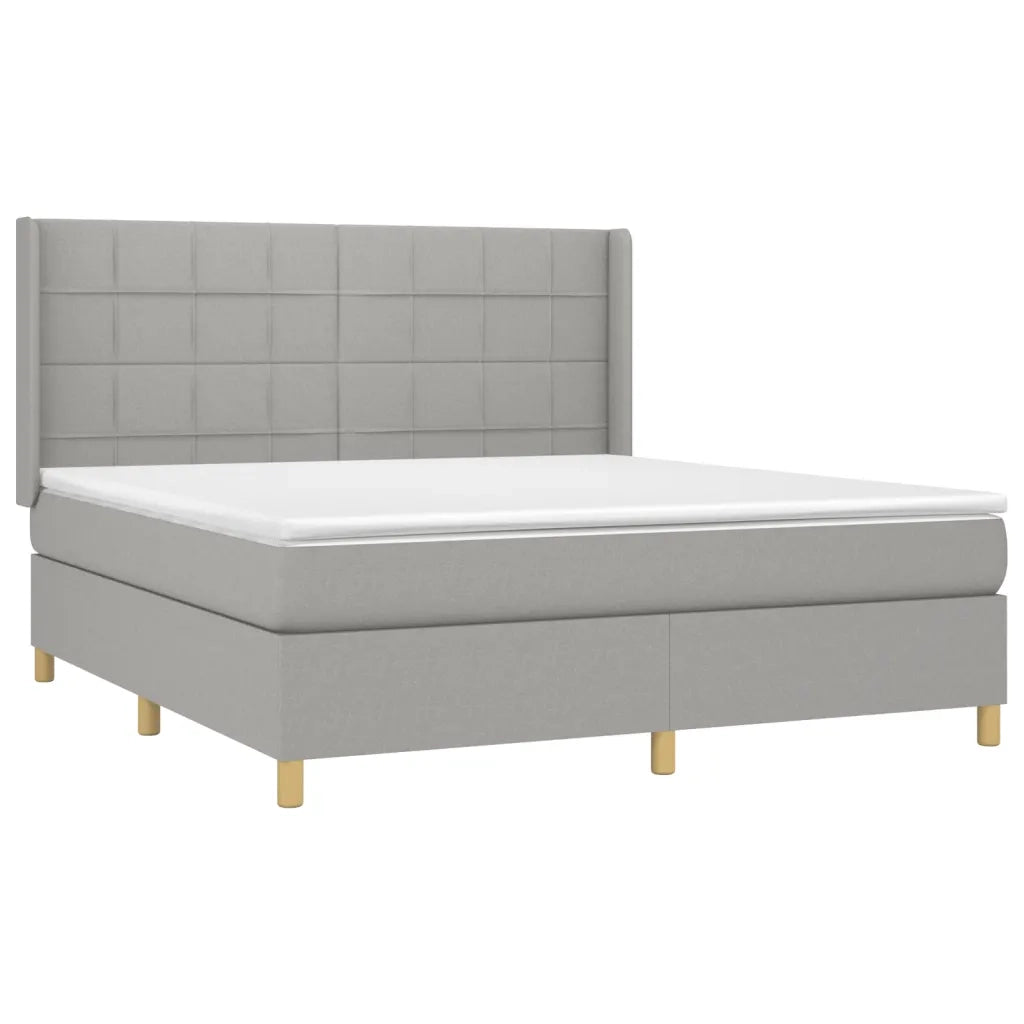 Giroletto a Molle con Materasso Grigio Chiaro180x200 cm Tessuto 3132009