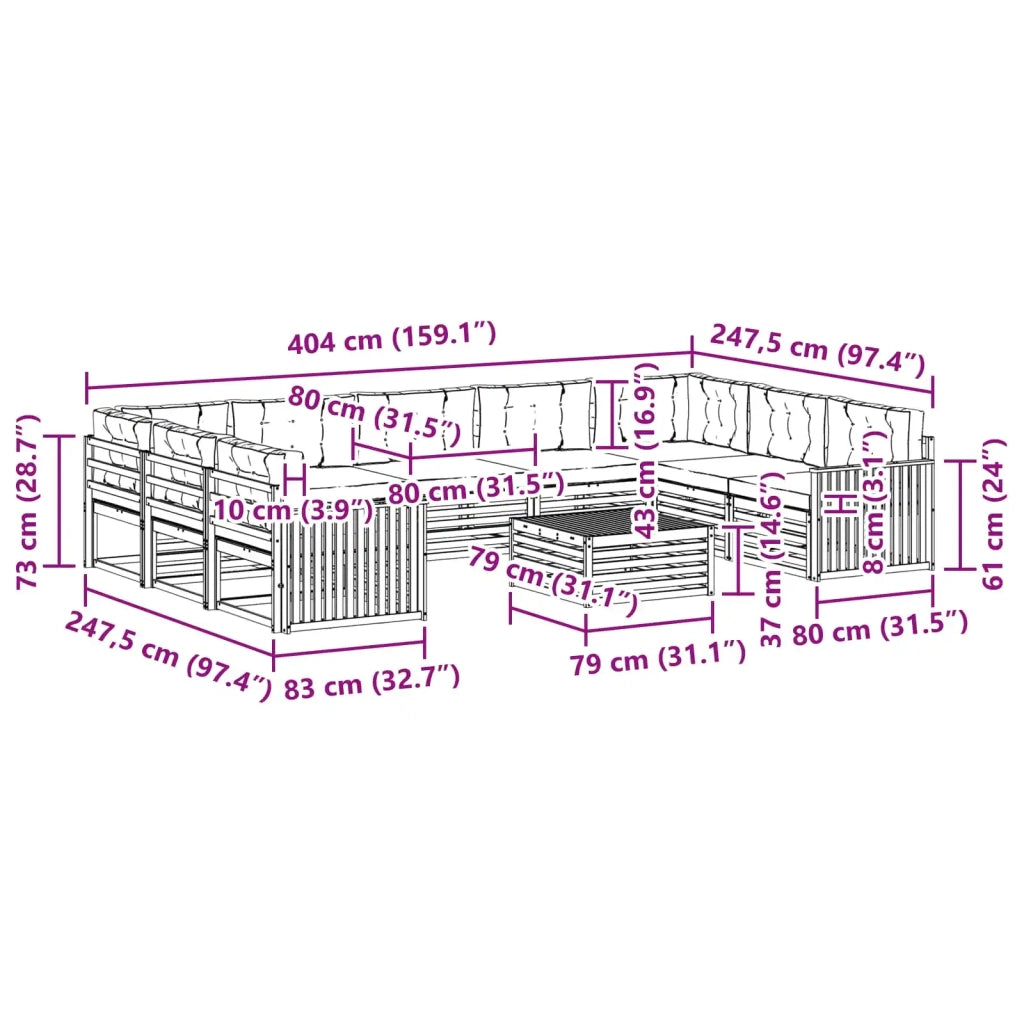 Set di divani da esterno 10 pcs Bianco e Beige 3391193