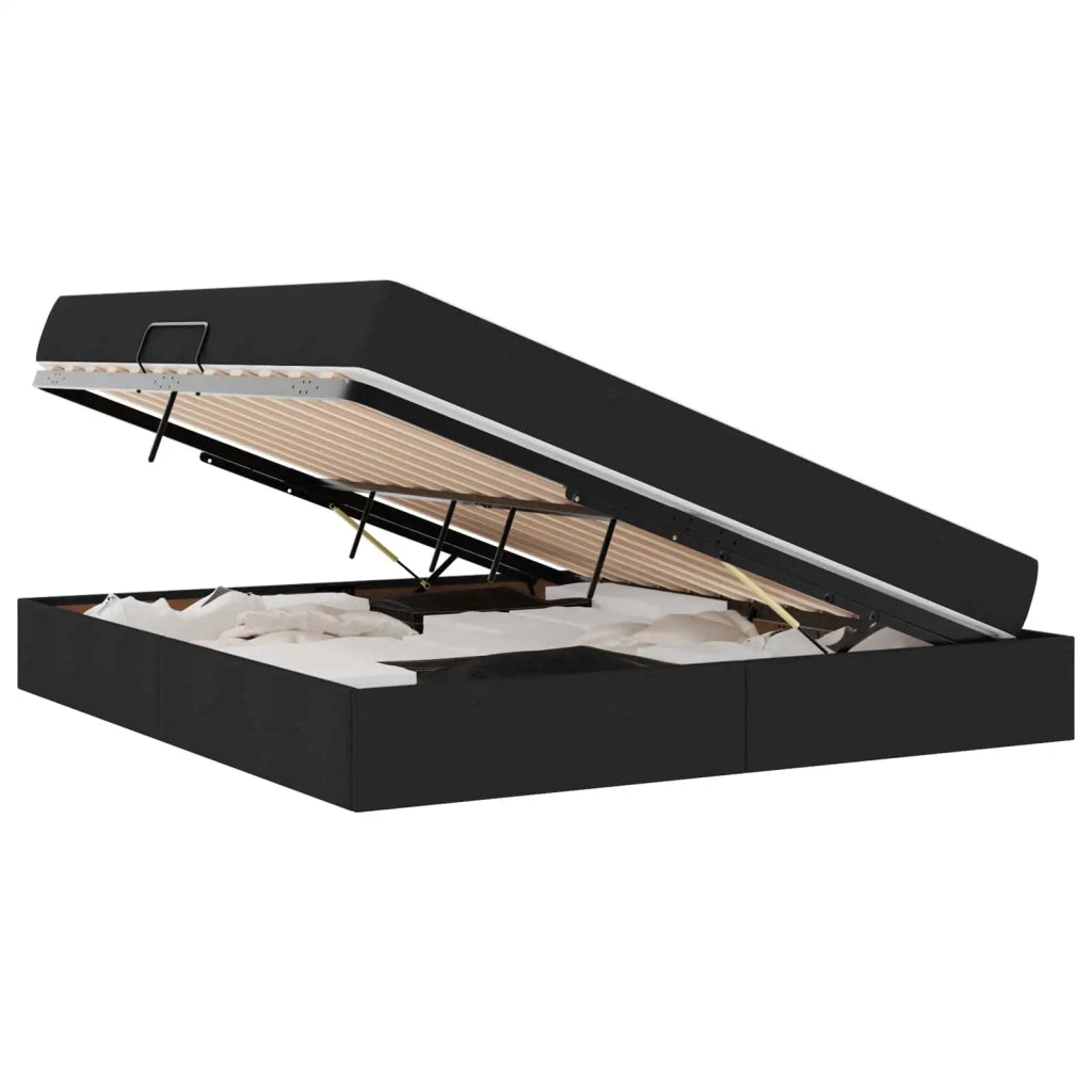 Letto con contenitore e materasso Nero 180 x 200 cm Poliestere