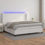 Giroletto Molle con Materasso e LED Bianco 200x200cm Similpelle