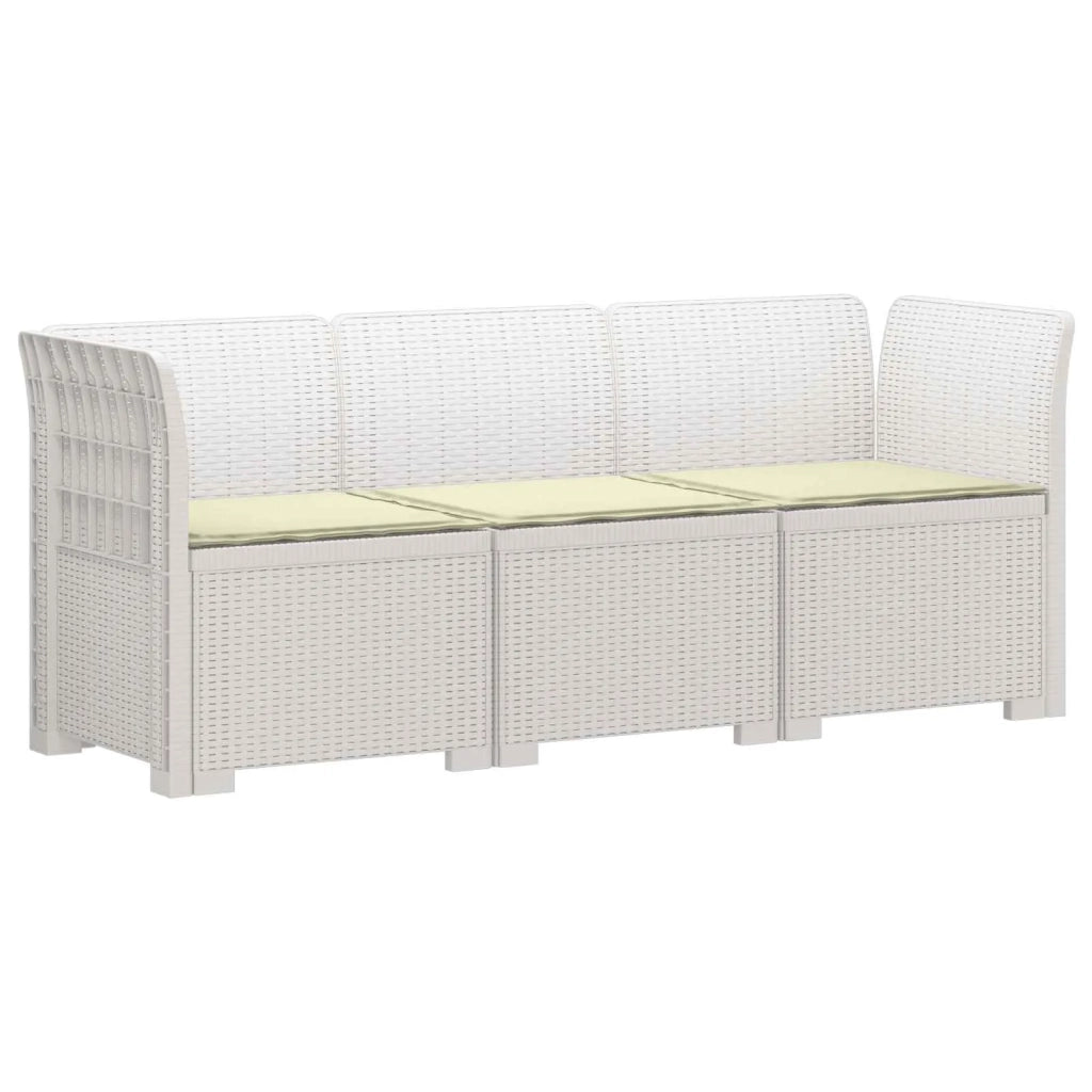 Divano da giardino 3 posti con cuscini in look rattan PP Bianco 3443826