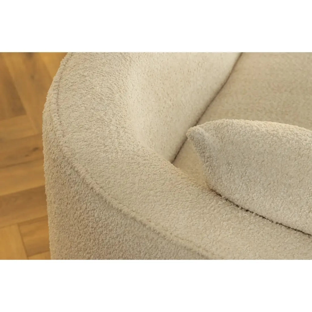 Divano dritto SOREN beige 5 posti – Divano design in tessuto bouclé con forma arrotondata