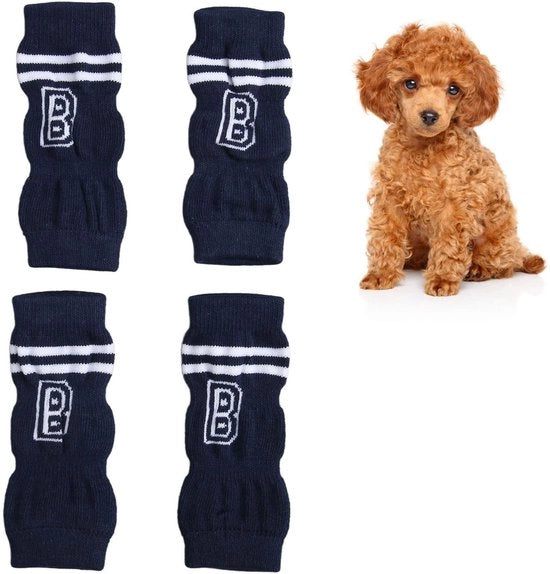 Calze Antiscivolo per Cani - 4 Pezzi - Cinture Adattabili - Protezioni per Zampe in Cotone - Calore per le Gambe - Disegno Stilistico - Calze per Cani