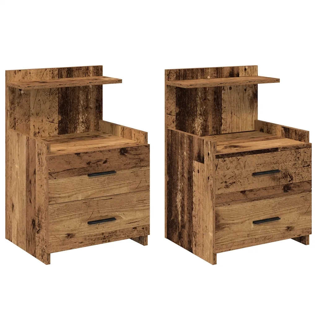 Comodini 2 pz con 2 cassetti in legno vecchio 40x36,5x62 cm 858647