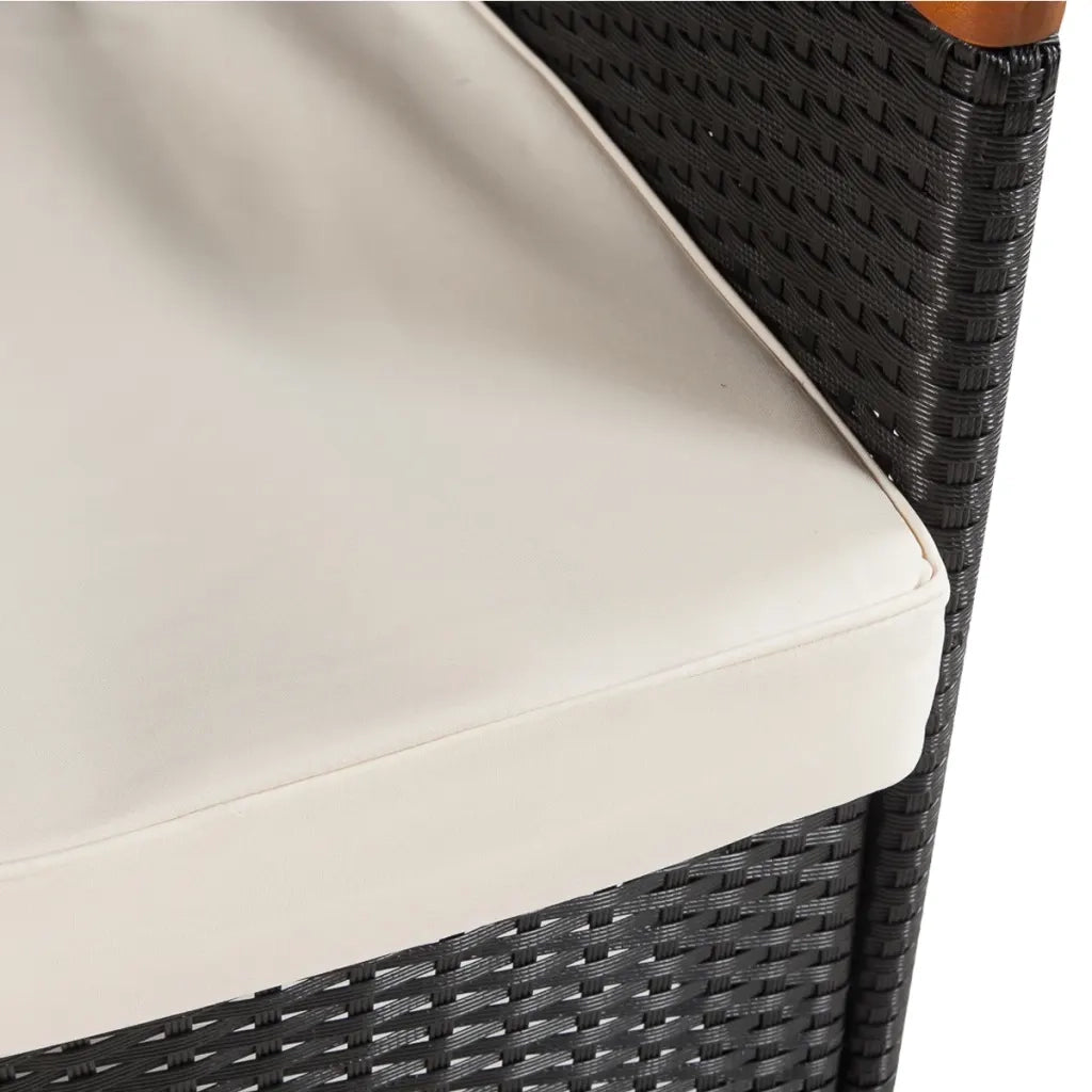 Set da Pranzo da Giardino 5 pz con Cuscini in Polyrattan Nero 41307