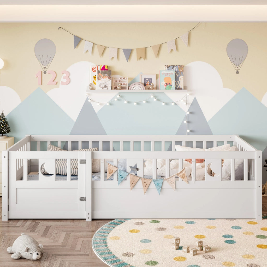Letto per bambini 90 x 190 cm con sponde di sicurezza, bianco