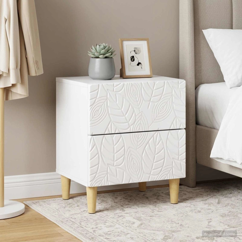 Comodino 2 pz Bianco Lucido 43 x 34,5 x 48 cm 894994