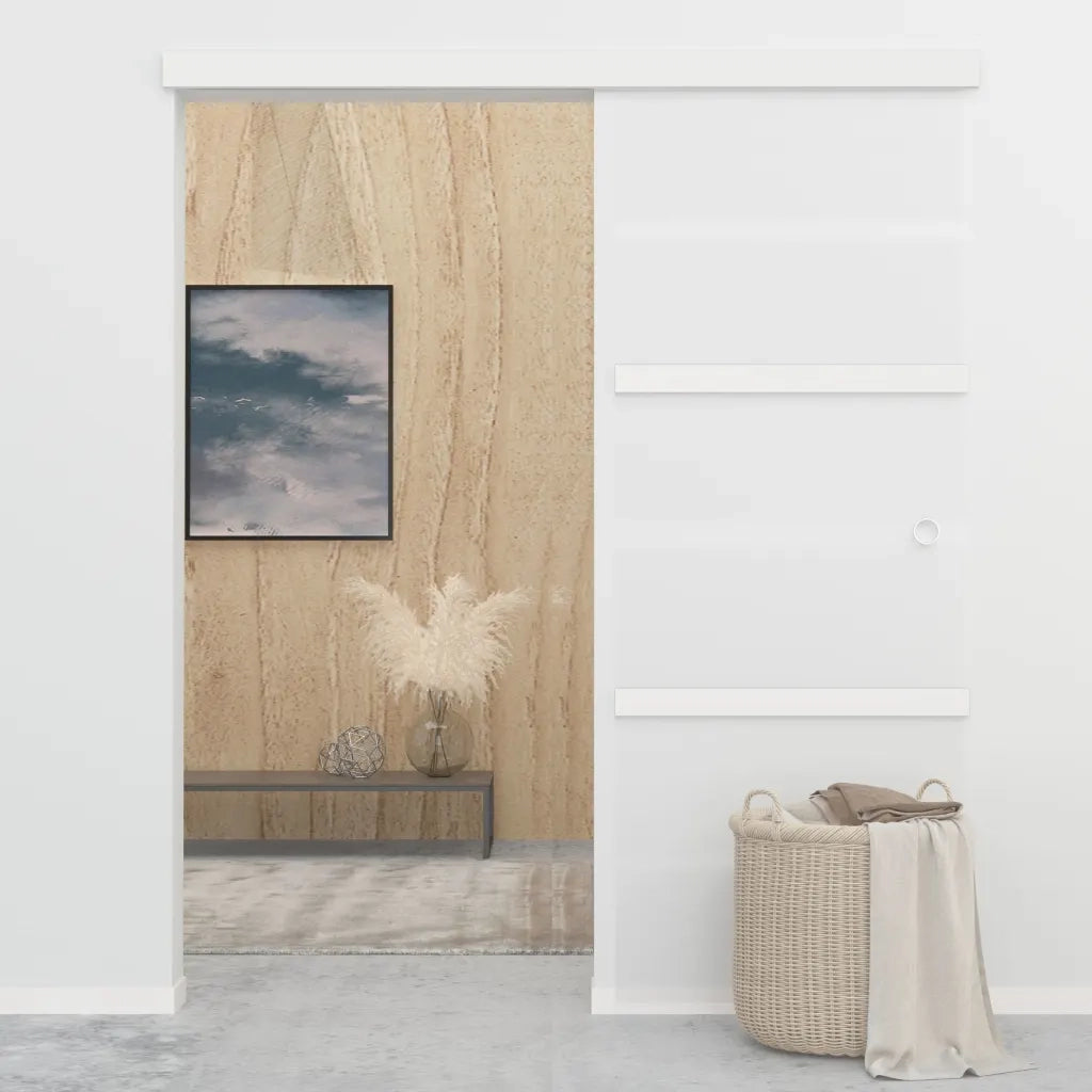Porta Scorrevole con Fermi in Vetro ESG e Alluminio 76x205 cm 288061
