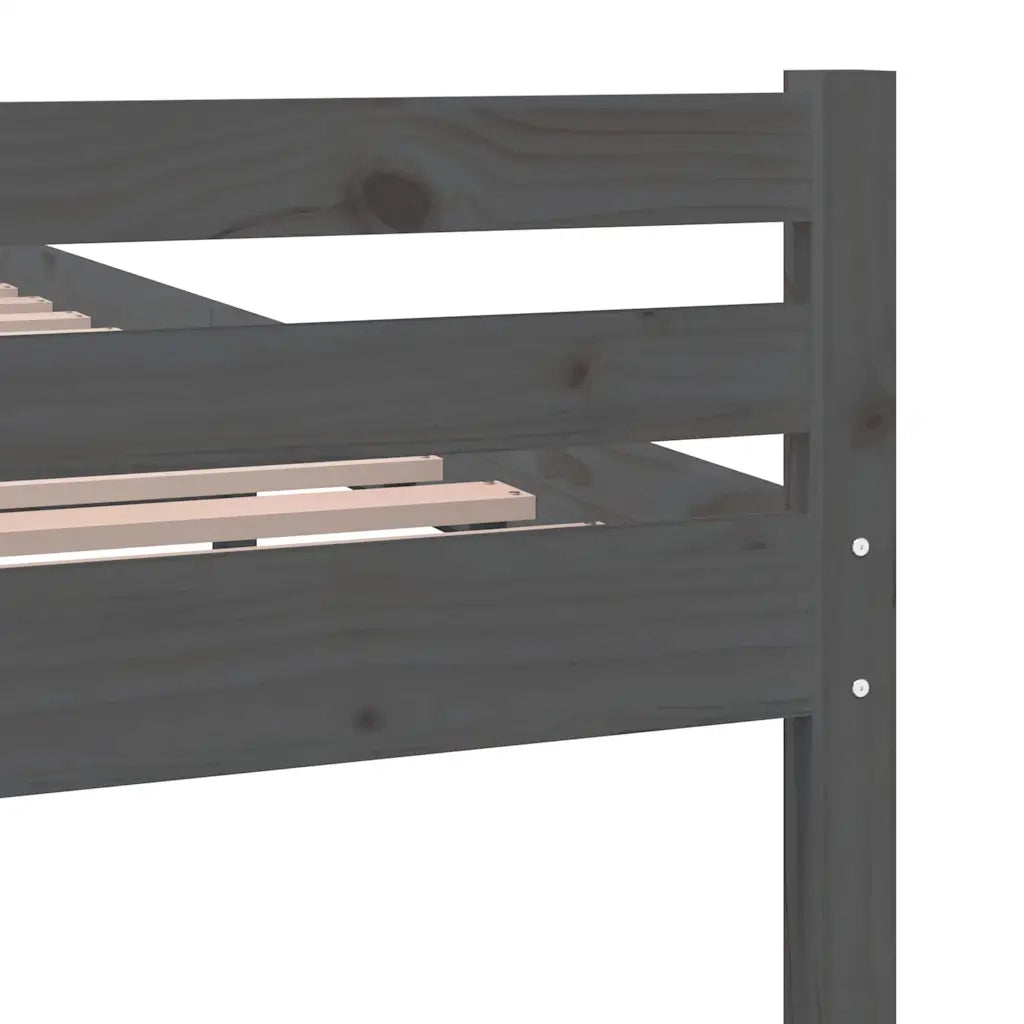 Letto matrimoniale | Letto per adulti | Giroletto Grigio in Legno Massello 140x190 cm