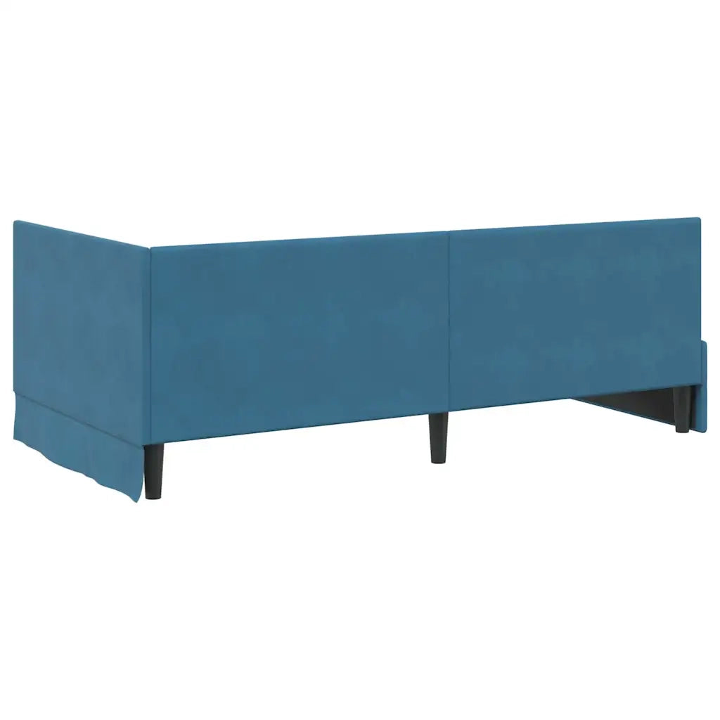Cornice del letto ad angolo Blu 100 cm x 200 cm Velluto