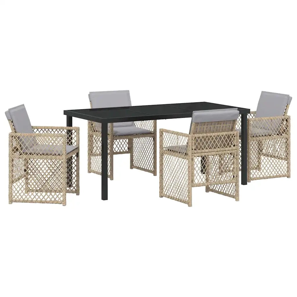 Set da Pranzo per Giardino 5 pcs Beige polyrattan