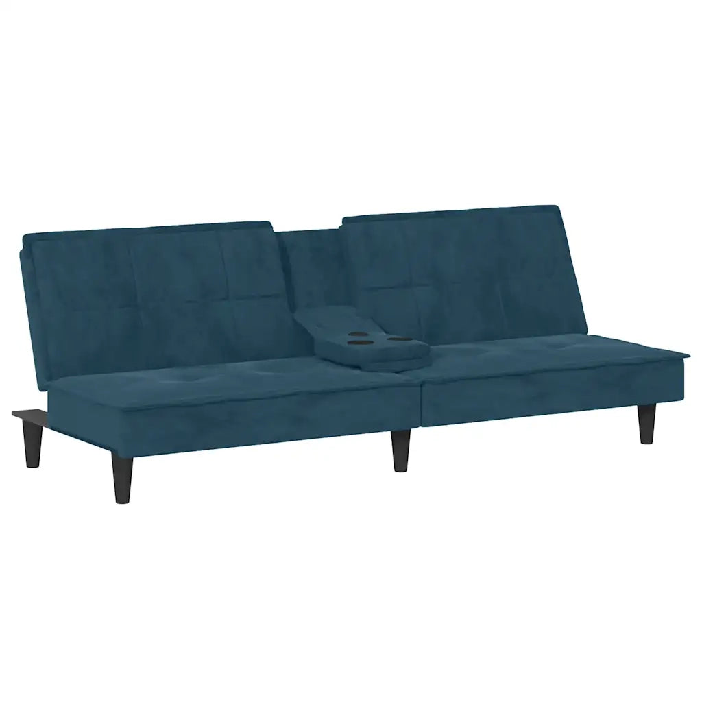 Divano letto | Sof¨¤ letto | Letto singolo con Portabicchieri in Velluto Blu