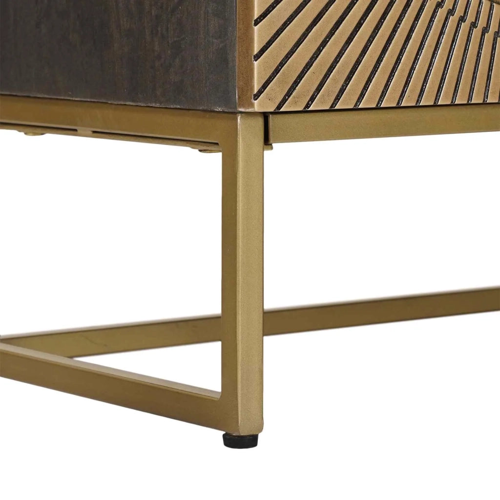 Mobile TV con cassetto con lo scaffale-Credenza per TV Ottone 105 x 30 x 50 cm