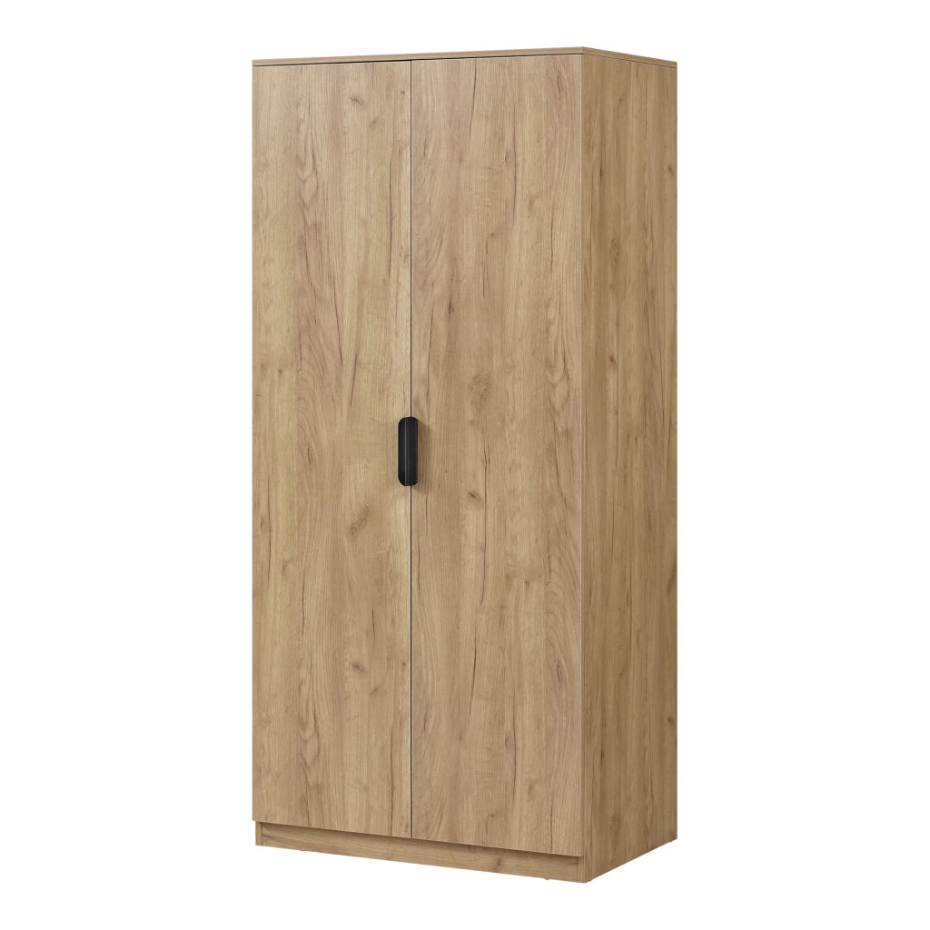 Armadio moderno per camera da letto mobile contenitore senza tempo con 1 asta appendiabiti e 4 ripiani MDF 176 x 80 x 52 cm effetto rovere 03_0006373