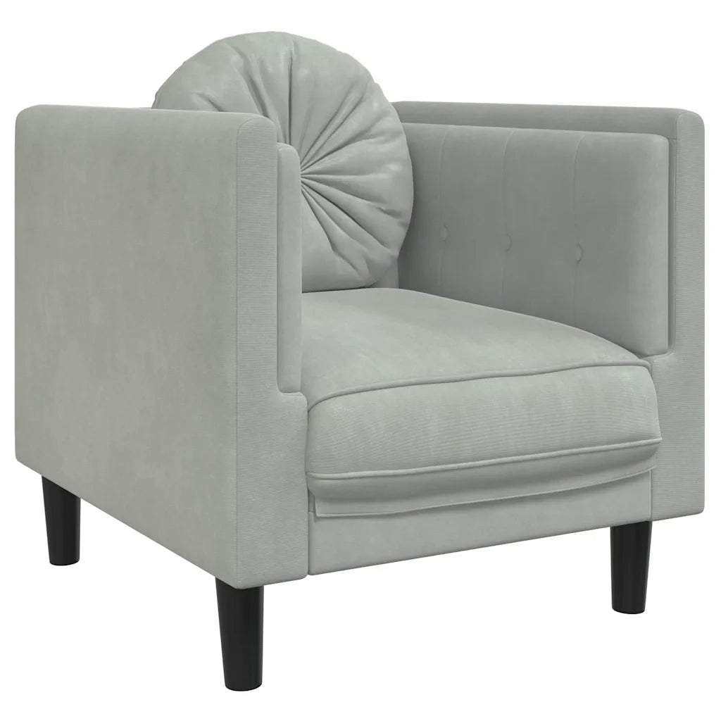 Poltrona | Sedia Relax con Cuscino Grigio Chiaro in Velluto