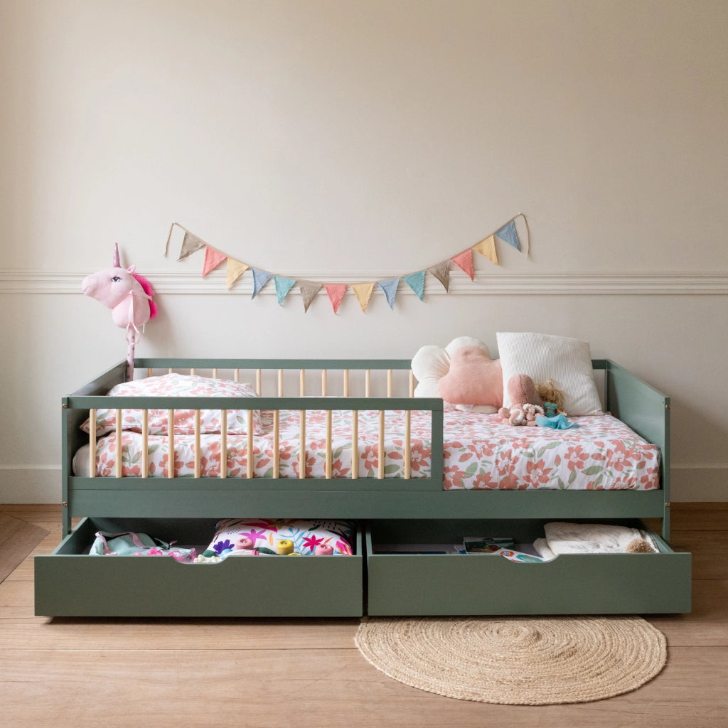 Letto per bambini 190x90cm verde con cassetti ADAM