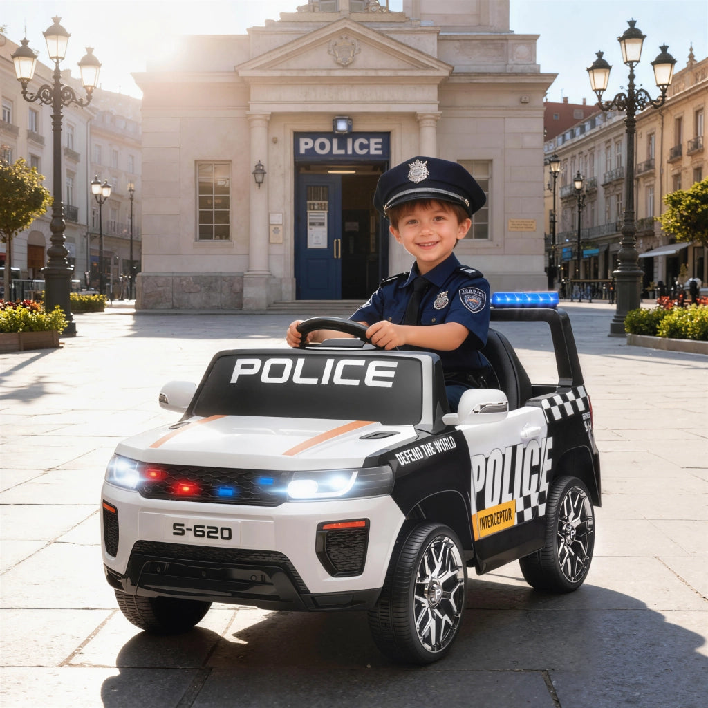 Auto Polizia Elettrica per Bambini ¨C Minimal ¨C Bianco