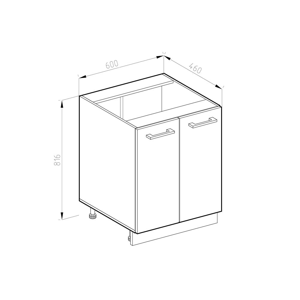 Vicco Mobiletto base cucina Bianco lucido 60 cm PL Marmo