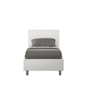 Letto singolo con rete imbottito 80x210 similpelle bianco Adele