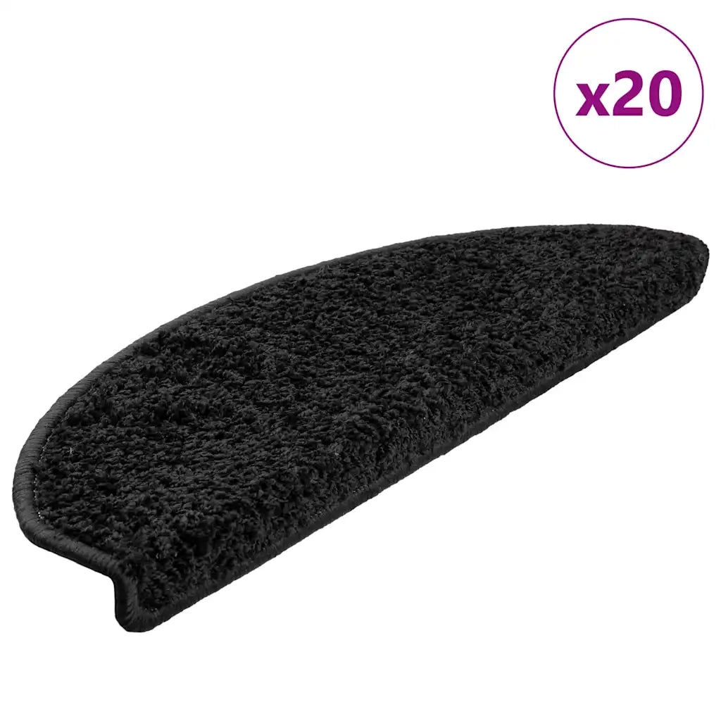 Tappetini per scale 20 pz 65x21x4 cm Nero Semicircolari Grandi 3365846
