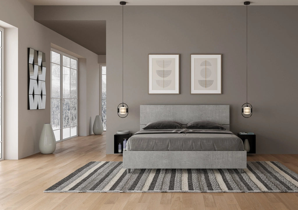 BS COM Letto matrimoniale contenitore 160x190 testata dritta cemento