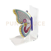 REGGILIBRO FARFALLA IN CRISTALLO ACRILICO TRASPARENTE CON DECORO MULTICOLOR