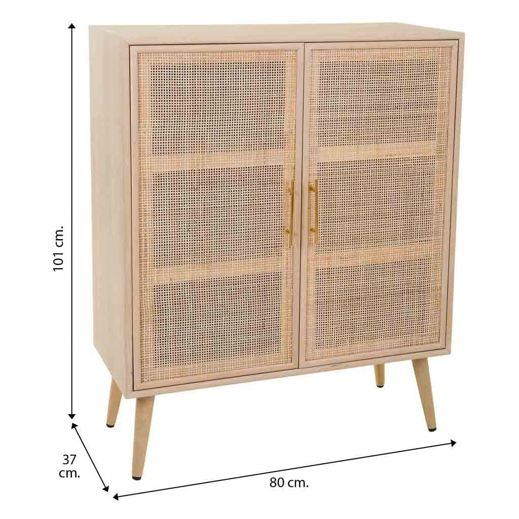 Credenza in MDF e rete, marrone, 80x37x101 cm