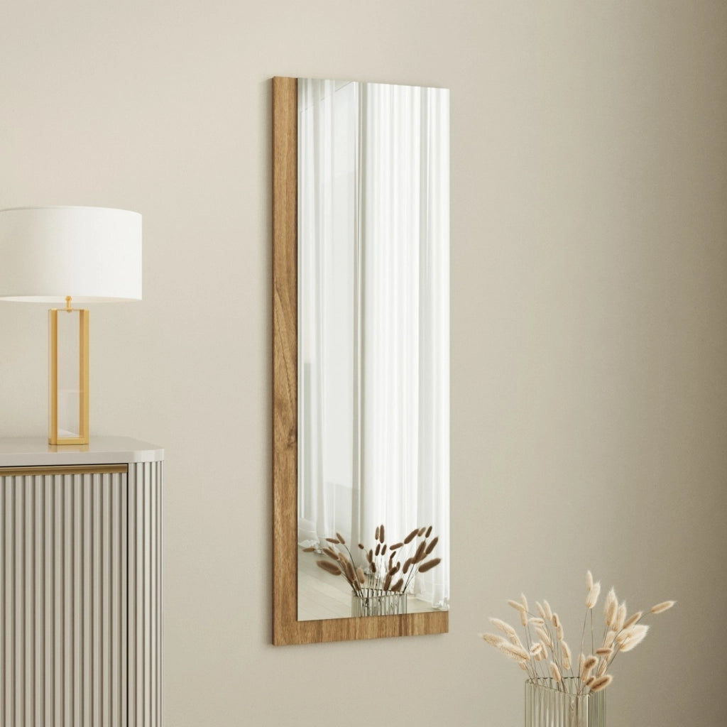 Solbiate, Specchio Forma Rettangolare, 40x120h cm Marrone Noce