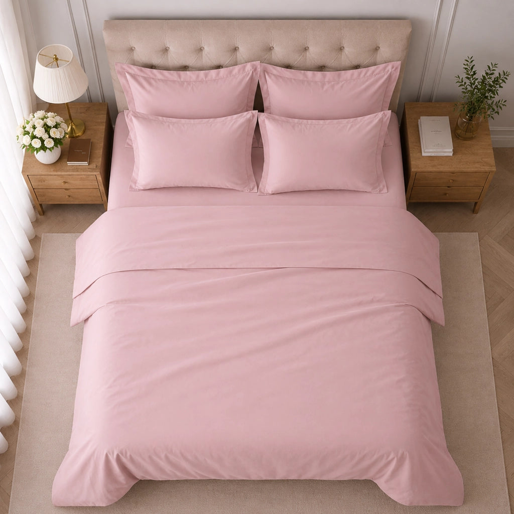 Rotihamo, set Completo Letto Singolo in Cotone, Rosa