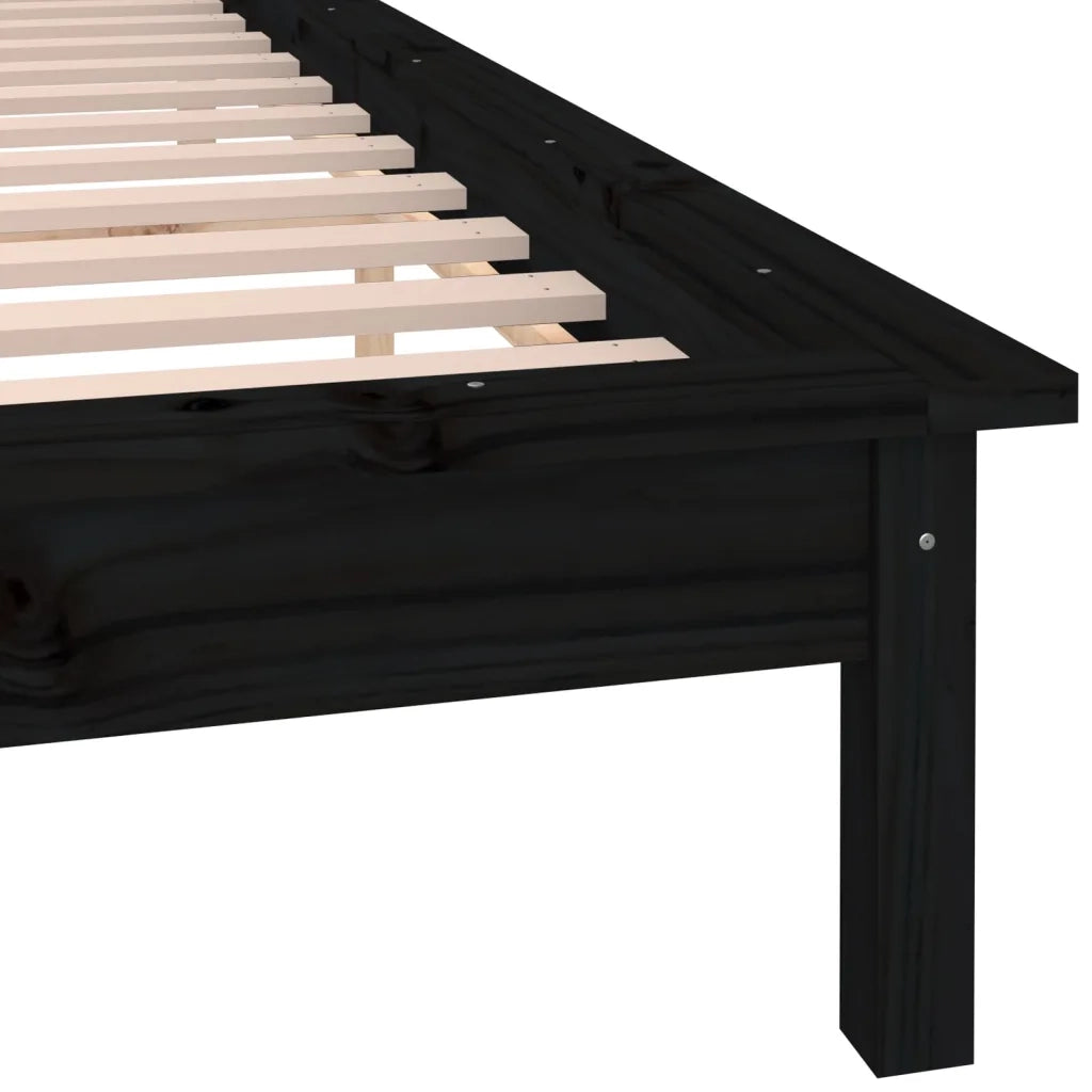 Letto matrimoniale | Letto per adulti | Giroletto LED Nero 120x190cm Small Double in Legno Massello