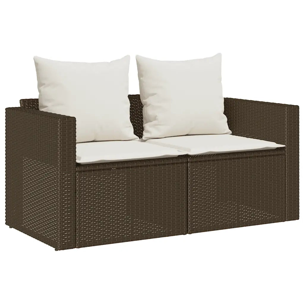 Set Divano da Giardino 5 pz | Set Salotto da Giardino con Cuscini Marrone in Polyrattan