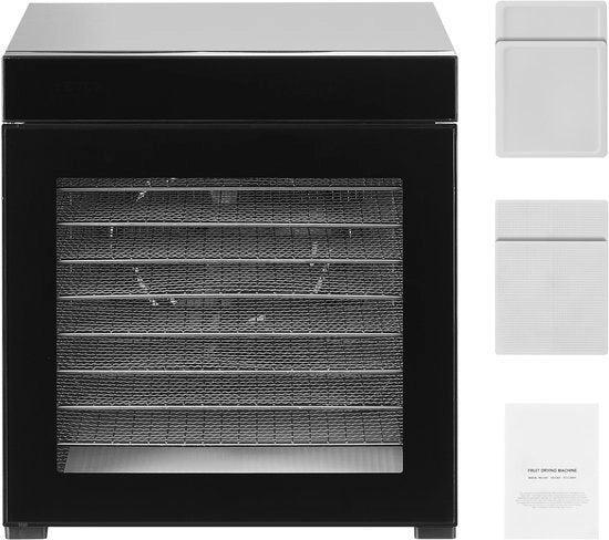 Droger a Cibo - 10 Piatte in Acciaio Inossidabile, 1000W Droger elettrico con Regolazione di Temperatura e Timer a 24 ore.