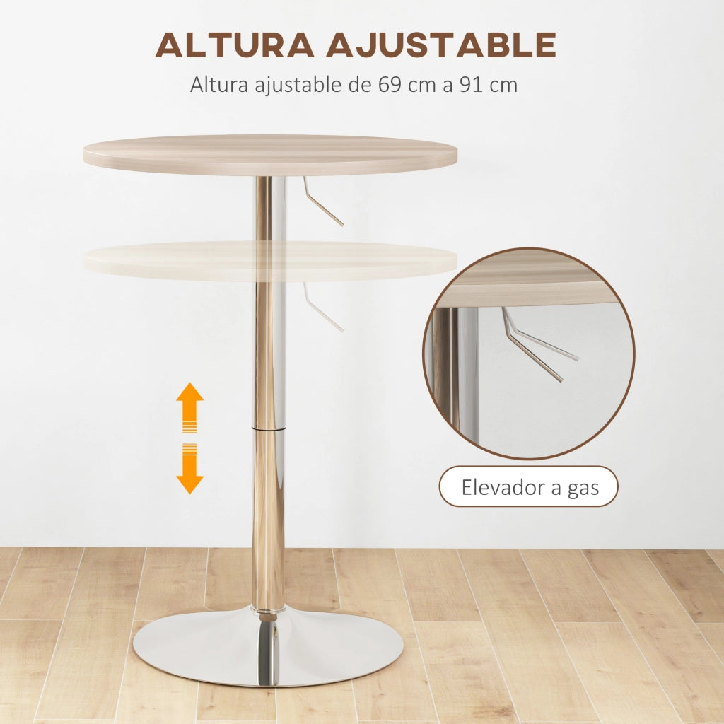 Tavolo da bar rotondo per 2 persone ¨C zephmum ¨C quercia chiaro 60x60x91 cm