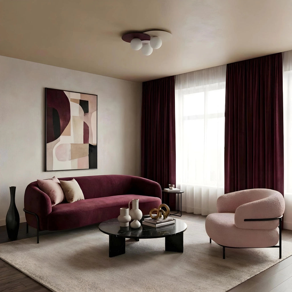 Lampada da soffitto Flat Luminex 3 luci E27 beige/bordeaux