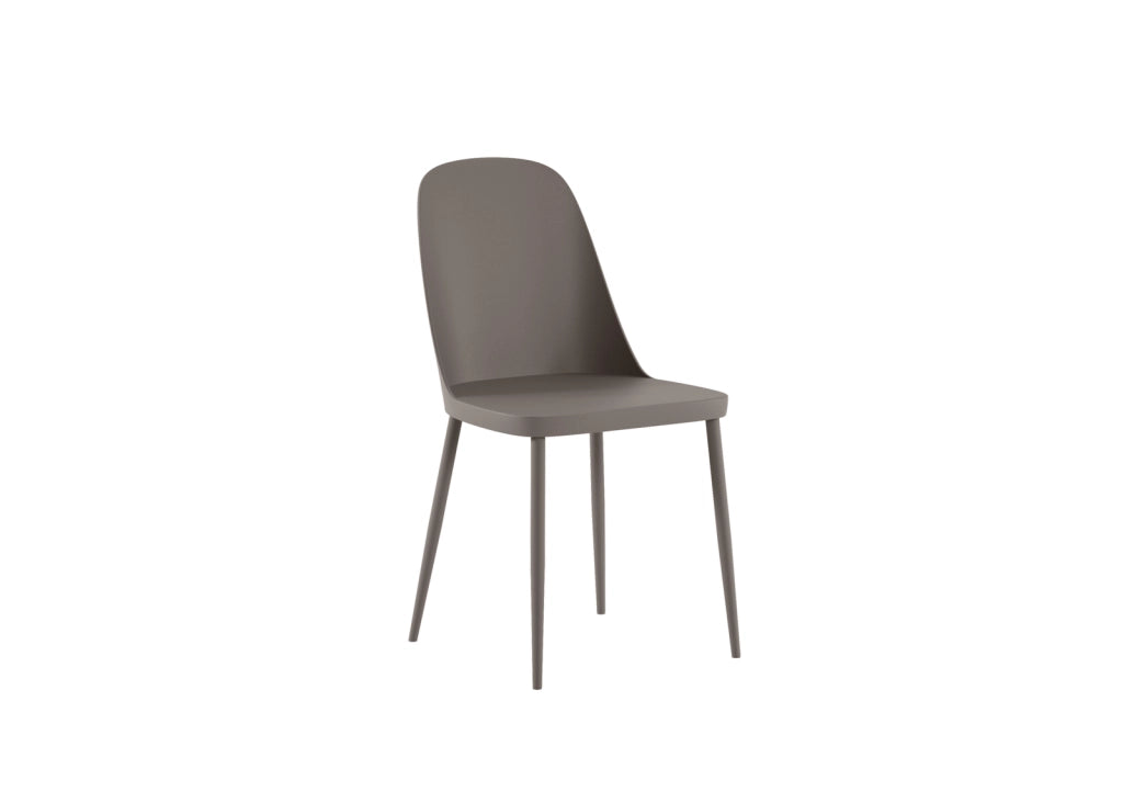 Sedia Tamara in Polipropilene Visone con Struttura in Metallo in Tinta - Design Moderno Ergonomico per Ambienti - Set da 4