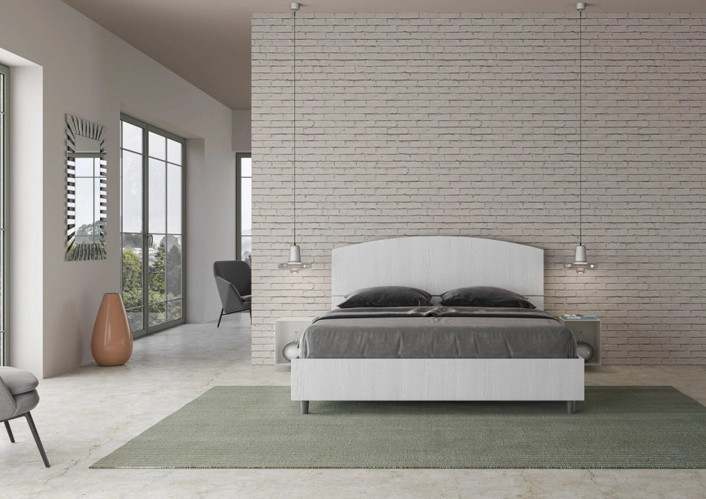 BS COM Letto matrimoniale con rete 160x190 bianco frassino
