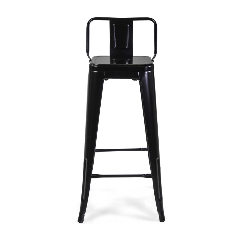 Sgabello ferro new bristol nero con schienale cm 42x42h77/95,5
