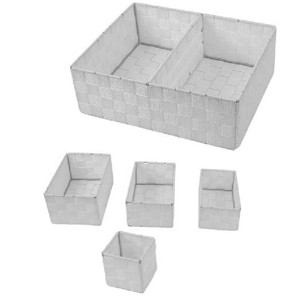 Trade Shop - Scatole In Tessuto Componibili Organizer Per Bagno Armadi Scaffali 79079 Grigio -