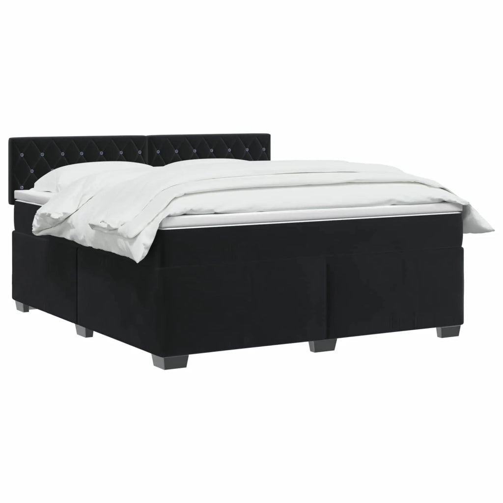 Letto box spring con materasso Nero 140 x 200 cm Velluto 3450724