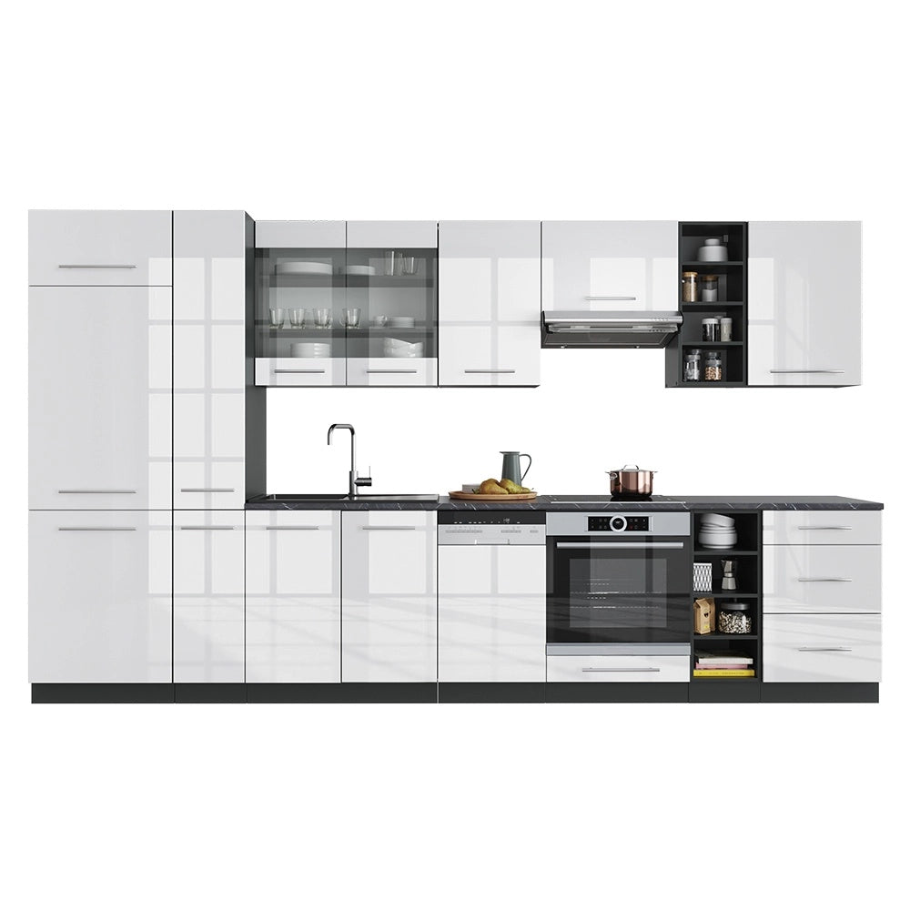 Cucina componibile Fame-Line Bianco lucido/Antracite 355 cm, PL Antracite Vicco